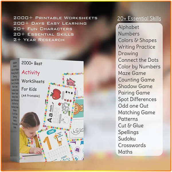 2,000 Prints for Kids Activity Worksheets